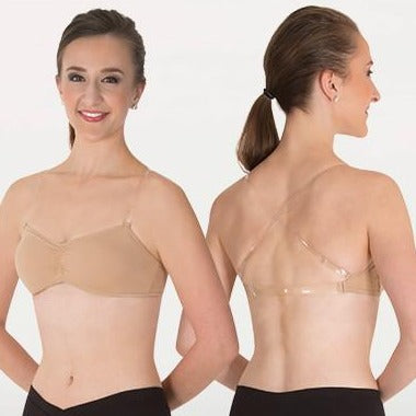 Nude Dance Bra Clear Shoulder & Back Strap Size LC SA MA New Leotard  Costume